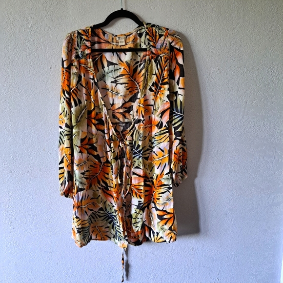 Billabong Tropical Print Dress - Black, Orange, Green - Picture 3 of 8